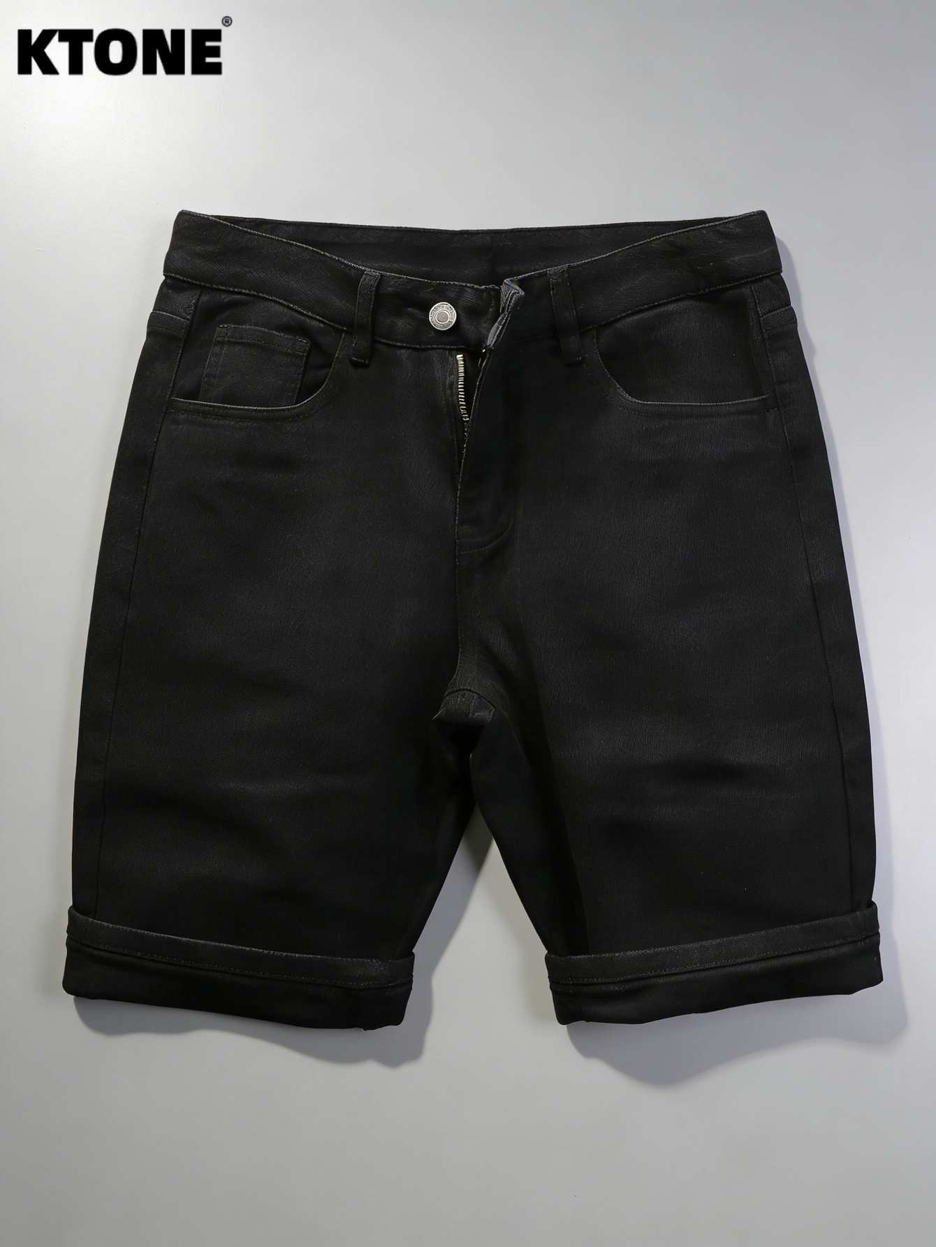 Mens Accessories Style - プレーンジーンズ ブラック スリムデニムショーツ 男性用 ライトレトロ原宿スタイル 付属品やベルトは含まれません