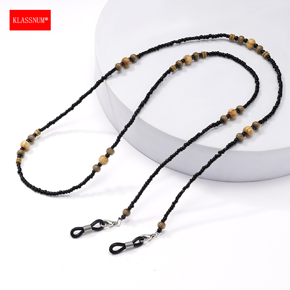 Men Accessories Neck Chain - KLASSNUM ヴィンテージメガネストラップ男性女性ラウンドウッドビーズ眼鏡首吊り落下防止メガネチェーン 2026 トレンディなアクセサリー