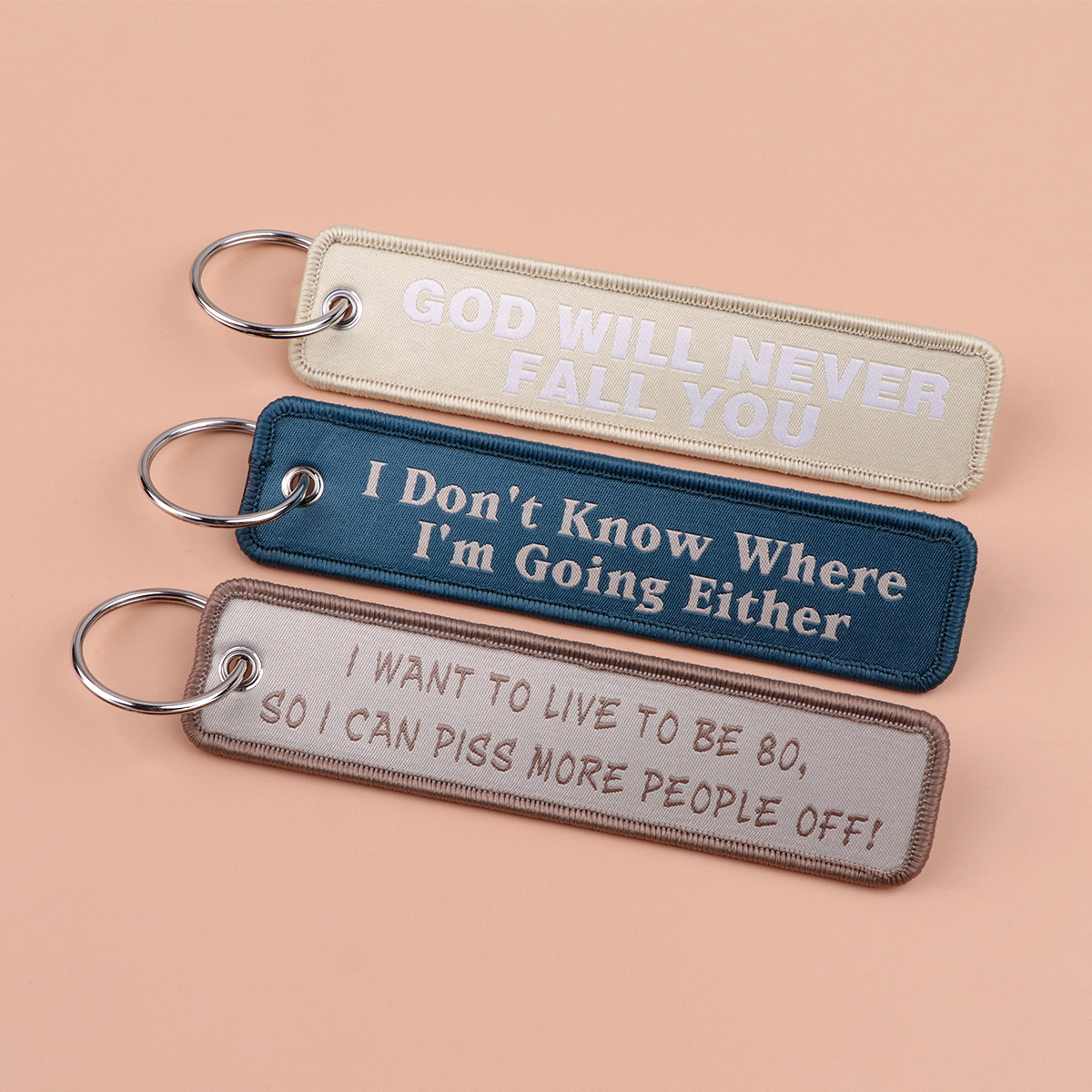 Men'S Accessories Rings - ヴィンテージ引用句刺繍キーホルダー面白い「私はどこにあるかわからない」キータグシンプルなバックパックキーリング男性向けノベルティギフト