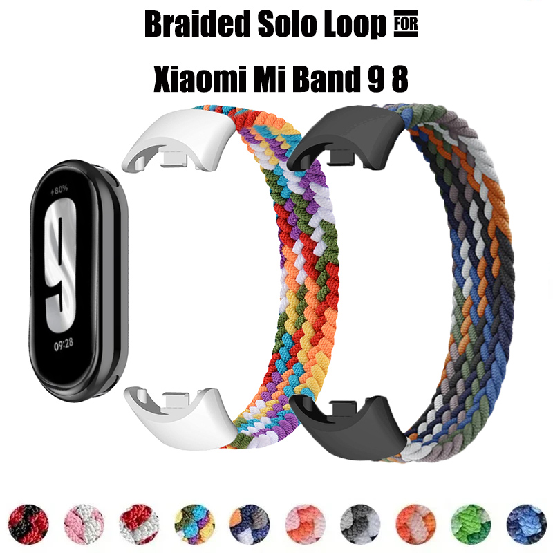 Men Accessories Website - Xiaomi Mi Band用ナイロンストラップ,nfcスマートウォッチアクセサリー,伸縮性のある編組ブレスレット,公式公式ブレスレット,miBand8ストラップ,9