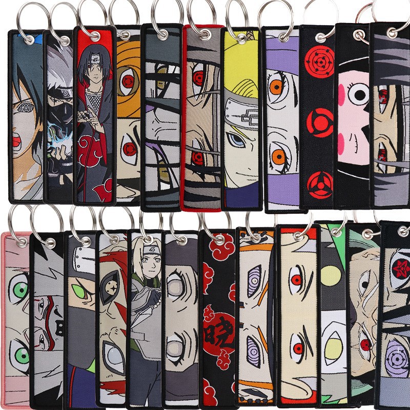 Men Accessories Sale - アニメナルト刺繍キーフォブクールキータグキーホルダー女性男性車のキーリングコスプレアクセサリーおもちゃギフト