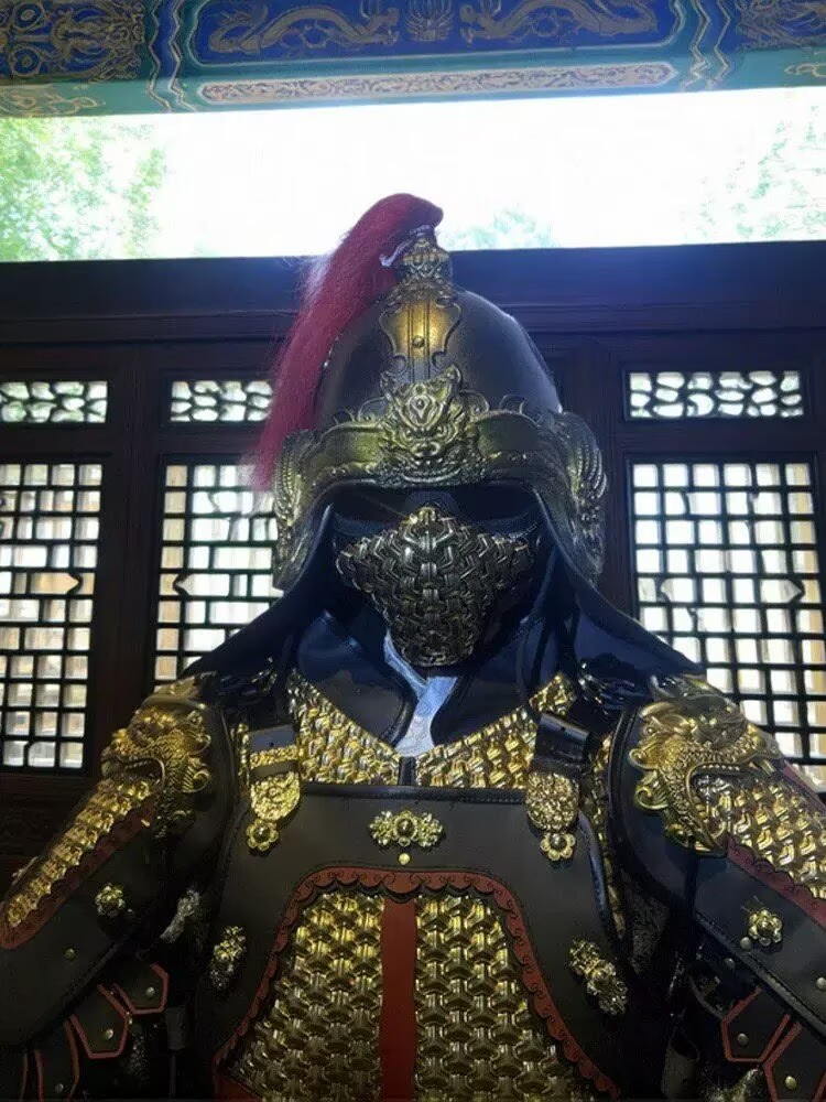 Men Accessories H&M - リアルアーマーヘルメット男性中国明朝模造金属ゴム鎧アクセサリー鎧帽子キャップ