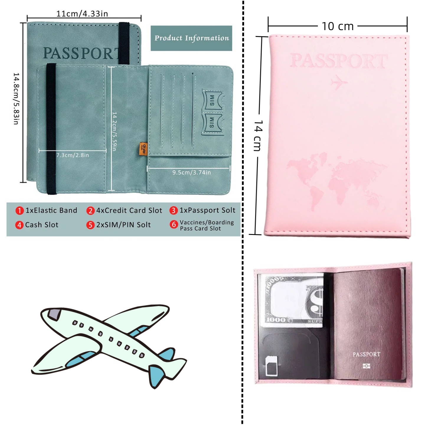 Men'S Accessories Wallet - ヴィンテージ RFID パスポートカバー 女性＆男性用 - 多機能