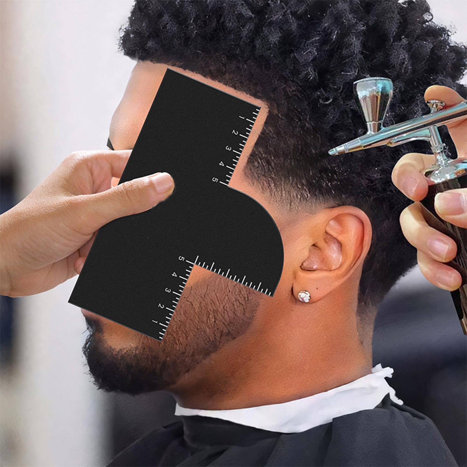 Men Accessories Guide - 2個入り メンズヘアスタイリングテンプレート 理髪カットカード 測定インジケーター付き メンズヘアライン・髭ラインアップガイド ヘアカットテンプレート