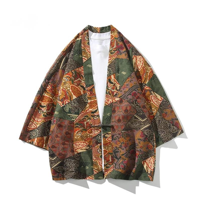 Men'S Kimono Accessories - エスニックスタイルプリント浴衣男性女性ファッションコットンリネンカーディガンブラウスアジア服原宿日本のコスプレ着物