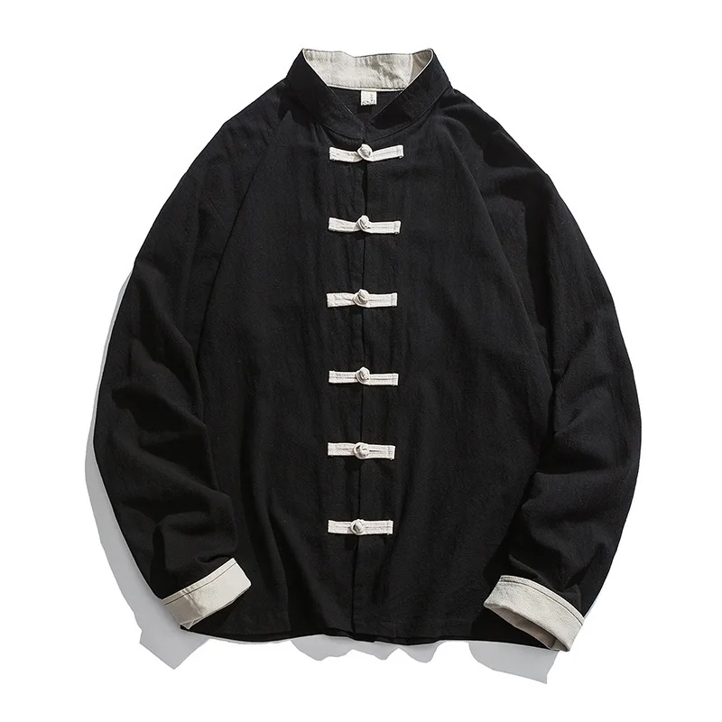 メンズ着物ジャケット,伝統的な中国の服,リネン漢服,長袖唐ス - Men'S Kimono Accessories のレビューと価格