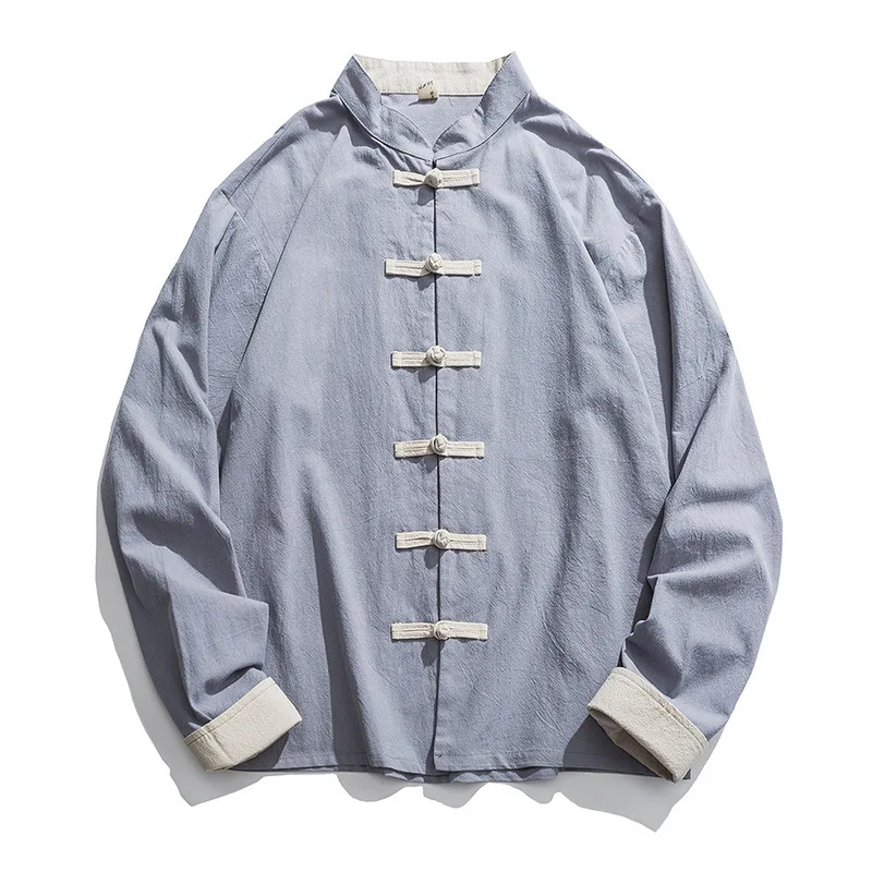メンズ着物ジャケット,伝統的な中国の服,リネン漢服,長袖唐ス - Men'S Kimono Accessories のレビューと価格