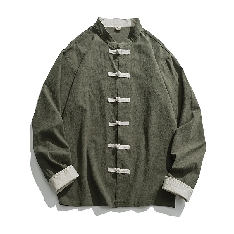 メンズ着物ジャケット,伝統的な中国の服,リネン漢服,長袖唐ス - Men'S Kimono Accessories のレビューと価格