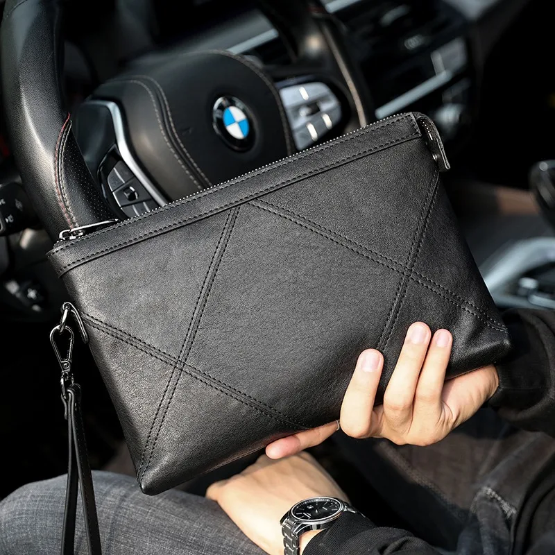 Senofan-男性用ソフトシープスキンラップハンドバッグ、 - Men'S Accessories Wallet のレビューと価格