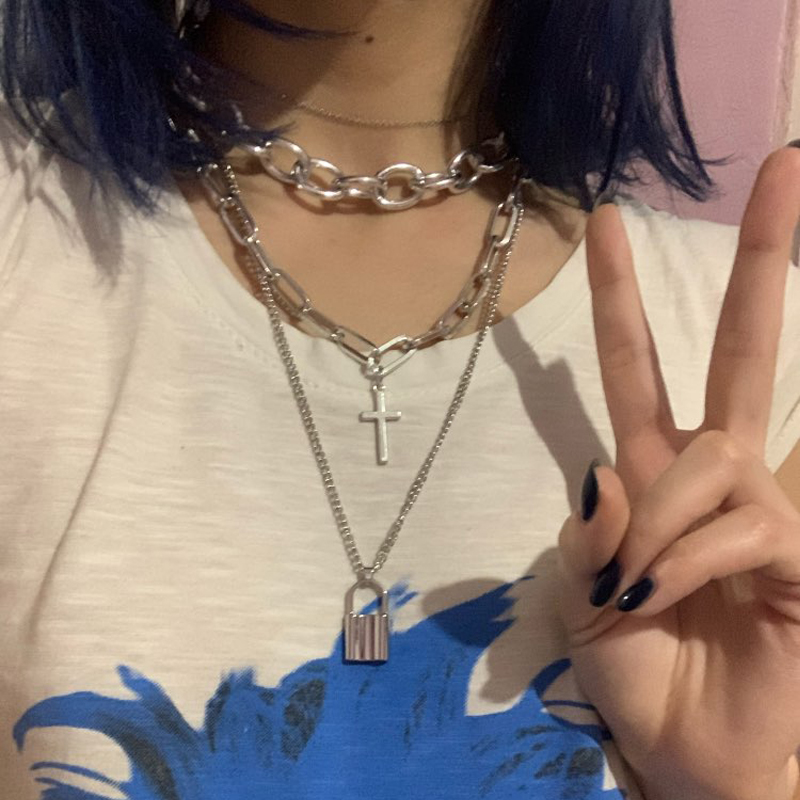 Fnqufuj-女性と男性のためのグランジネックレス,パンク - Men Accessories Neck Chain のレビューと価格