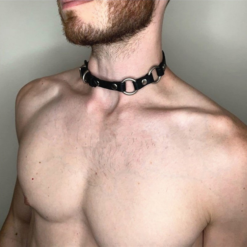 男性用のスタイリッシュな合成皮革チョーカー、ゴシックジュエリ - Men Accessories Neck Chain のレビューと価格