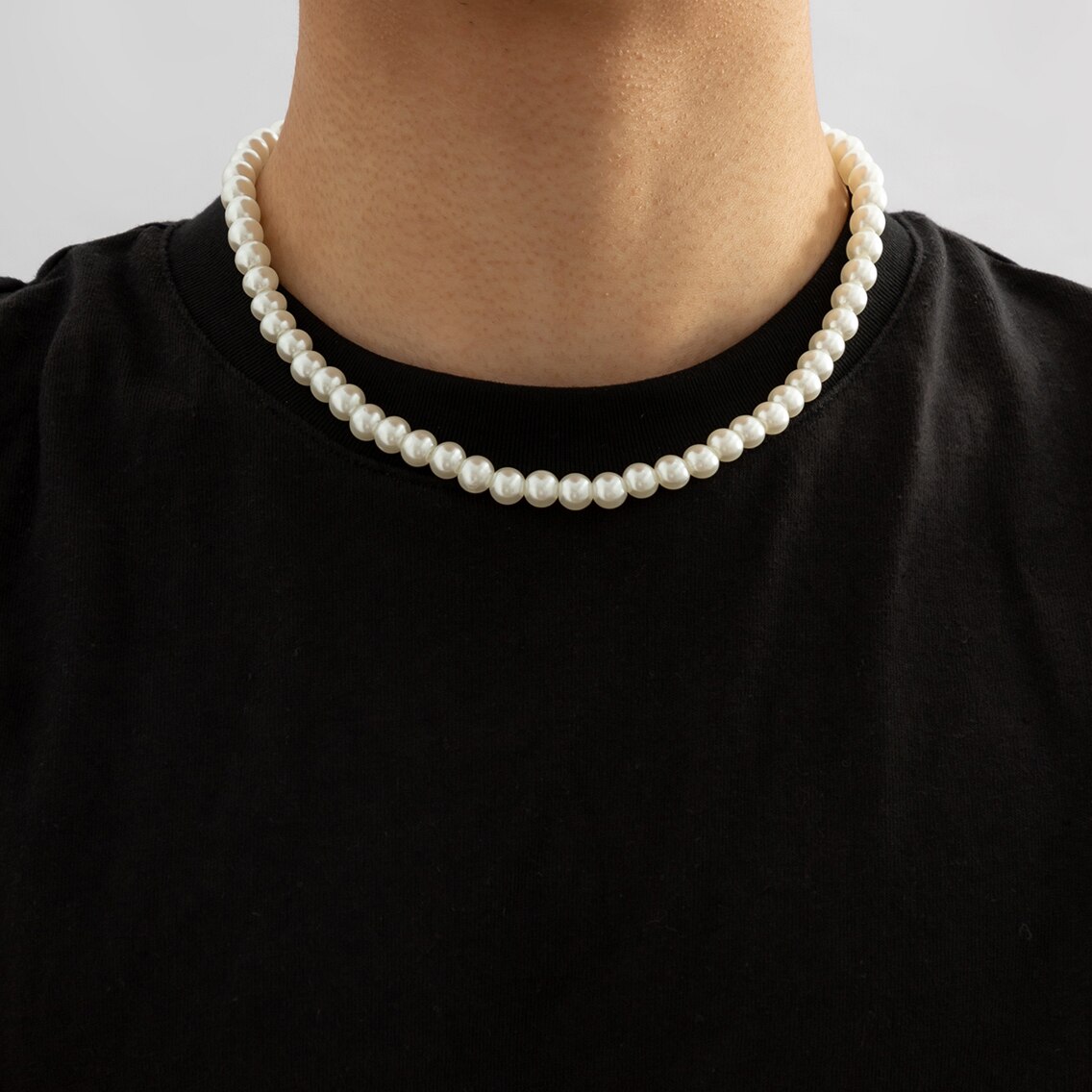 シンプル模造真珠ビーズショートチョーカーネックレス男性用流行 - Men Accessories Neck Chain のレビューと価格