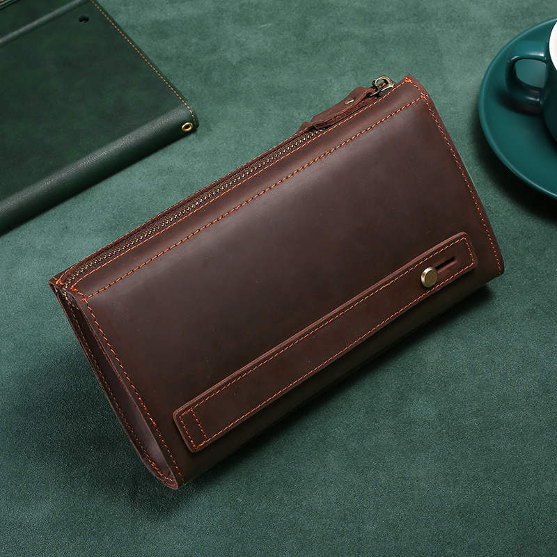 メンズクラッチロングハンドバッグビジネスヴィンテージ牛革男性 - Men'S Accessories Wallet のレビューと価格