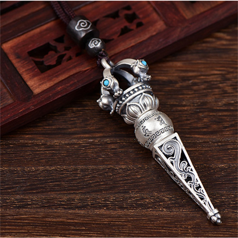 6文字の本物の猫の毛のペンダント,男性用のお守りのあるレトロ - Men Accessories Neck Chain のレビューと価格