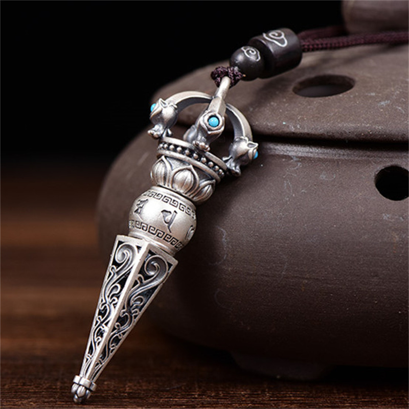 6文字の本物の猫の毛のペンダント,男性用のお守りのあるレトロ - Men Accessories Neck Chain のレビューと価格