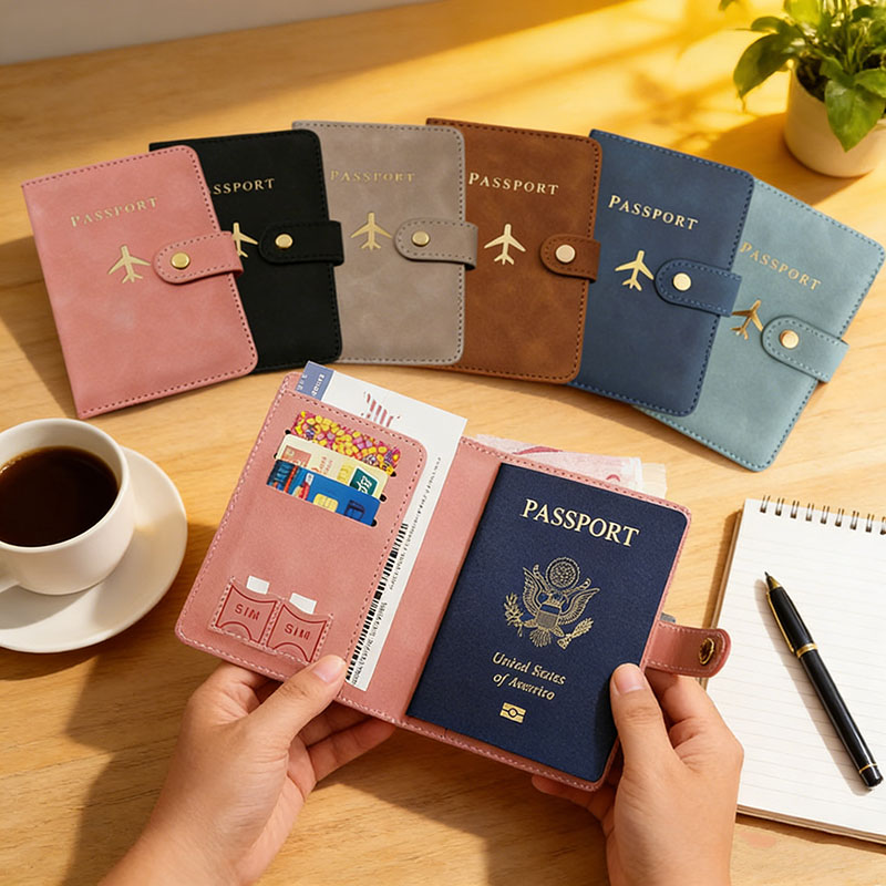 レザーパスポートホルダーカバーケース、旅行必需品、クレジット - Men'S Accessories Wallet のレビューと価格