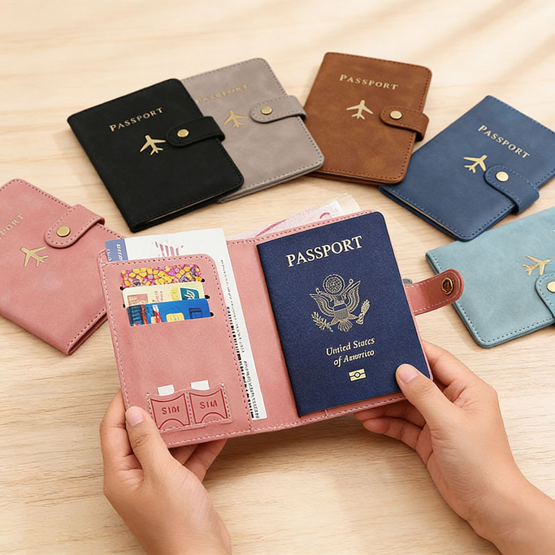 レザーパスポートホルダーカバーケース、旅行必需品、クレジット - Men'S Accessories Wallet のレビューと価格