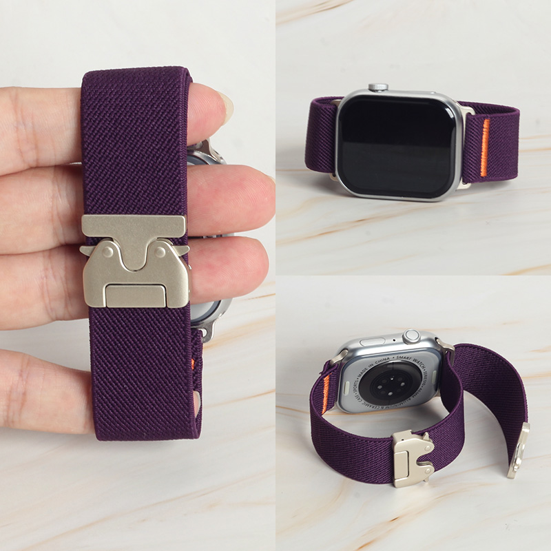 ファッションオレンジステッチ弾性ナイロンストラップ Appl - Men Accessories Website のレビューと価格