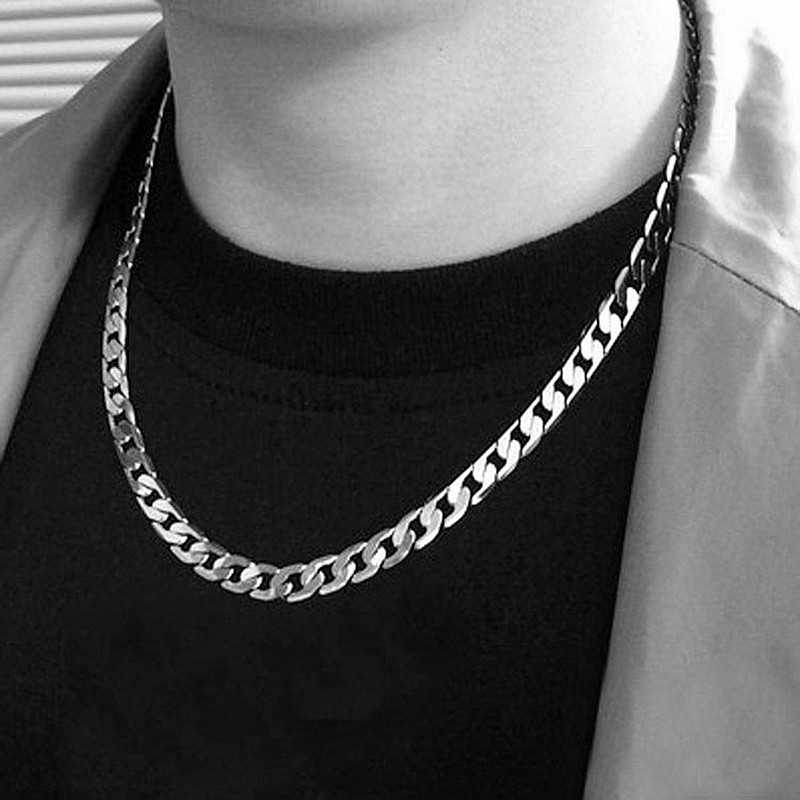 925 スターリングシルバーメッキフラットキューバチェーンネ - Men Accessories Neck Chain のレビューと価格