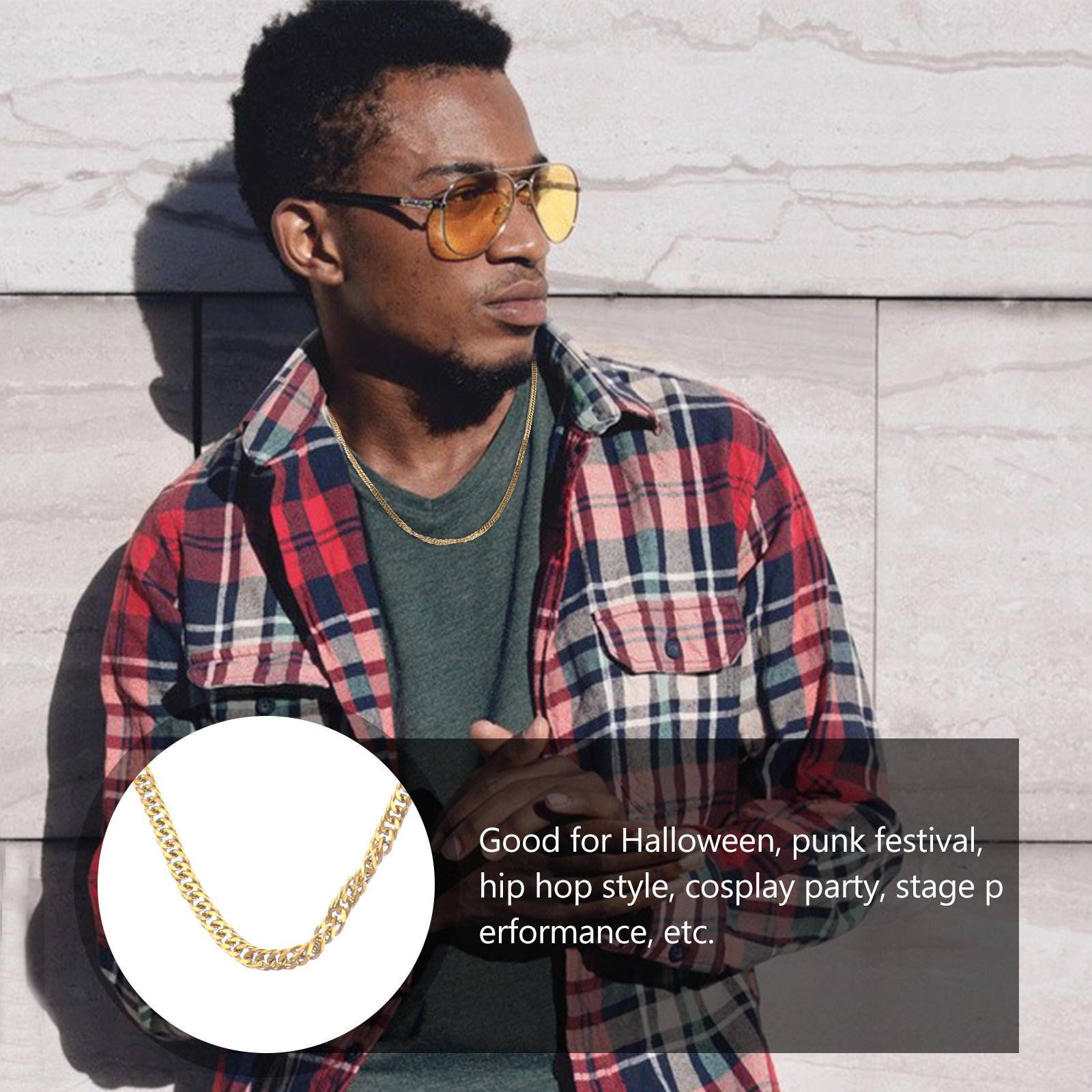 1 個ゴールデンダブルバックルチェーンファッションチェーンヒ - Men Accessories Neck Chain のレビューと価格
