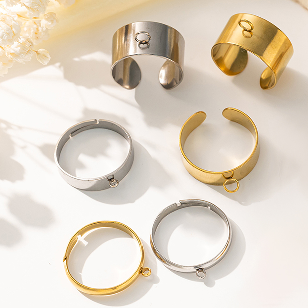 5 ピース/ロットステンレス鋼ゴールドカラーオープン調節可能 - Men'S Accessories Rings のレビューと価格