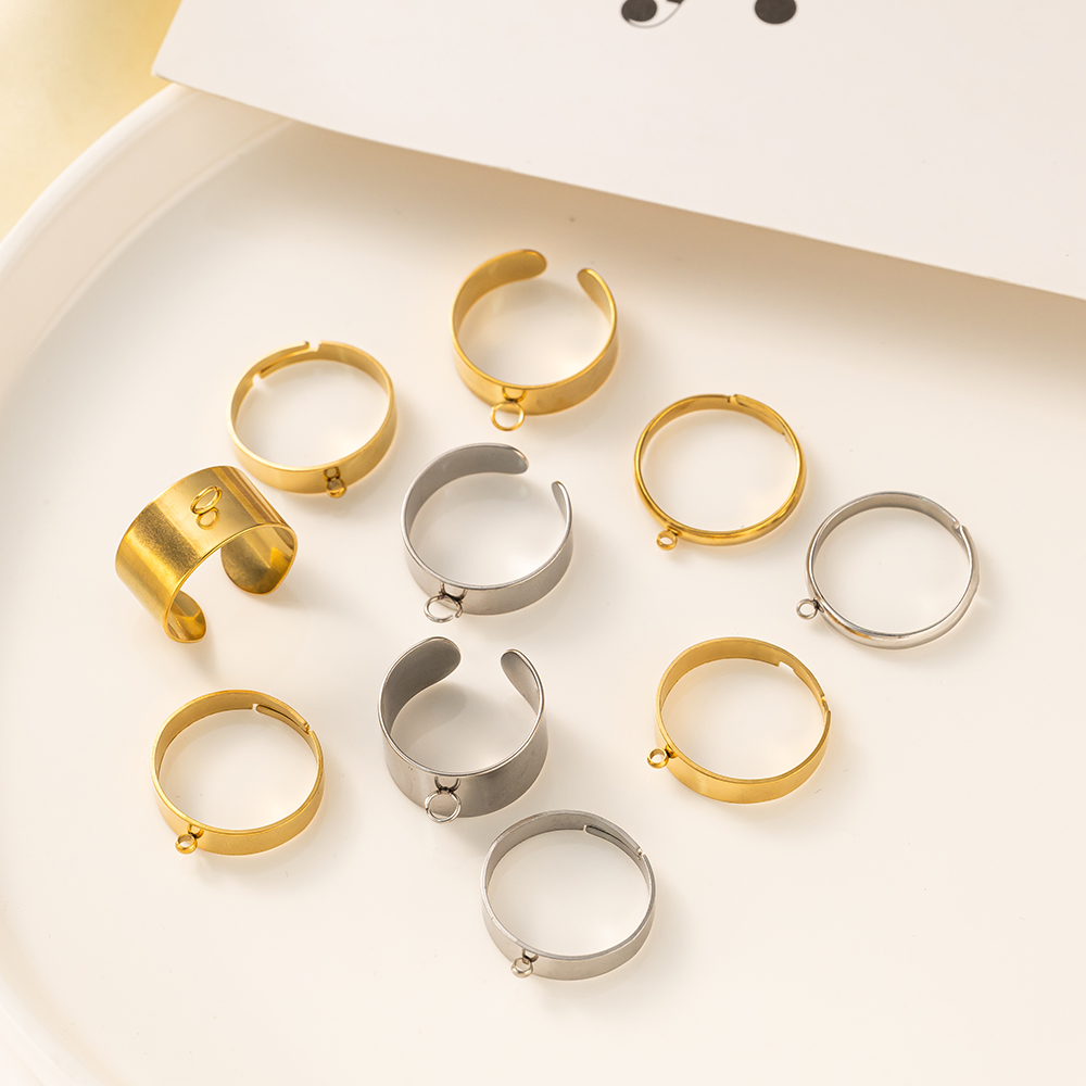 5 ピース/ロットステンレス鋼ゴールドカラーオープン調節可能 - Men'S Accessories Rings のレビューと価格