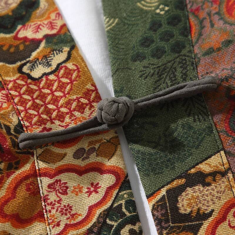 エスニックスタイルプリント浴衣男性女性ファッションコットンリ - Men'S Kimono Accessories のレビューと価格